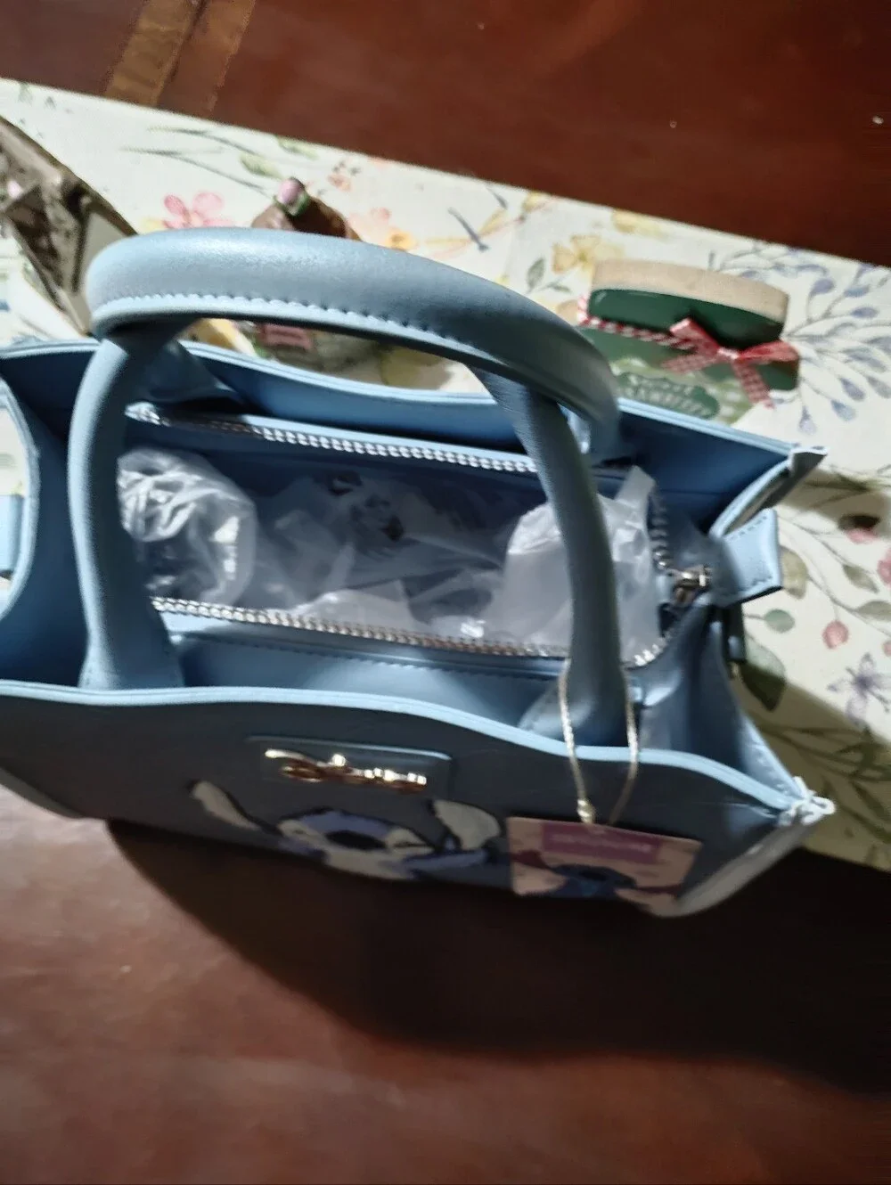 DISNEY STITCH EMBROIDERED BLUE SATCHEL HANDBAG